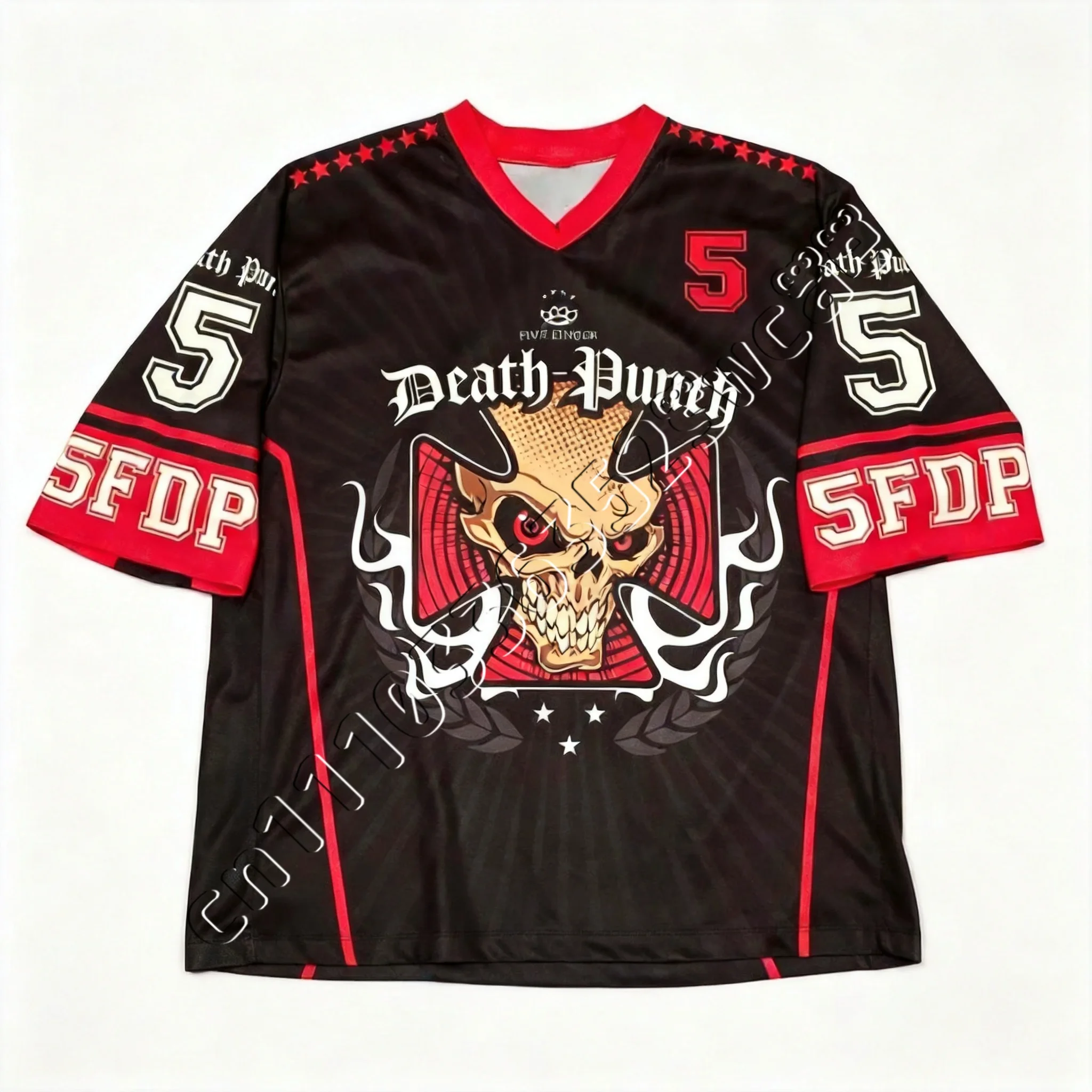 26 Summer Men 5FDP Five Finger Death Punch Skull T-Shirt Short-Sleeved Sailor Collar Tee Large Size for Men Women T Shirt Kids