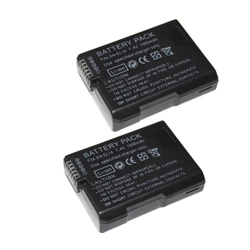 1500mAh EN-EL14 EN EL14 EL14A Rechargeable Li-ion Battery For Nikon COOLPIX P7000 D3100 D3300 D5100 D5200 D5300 D5500 D5600