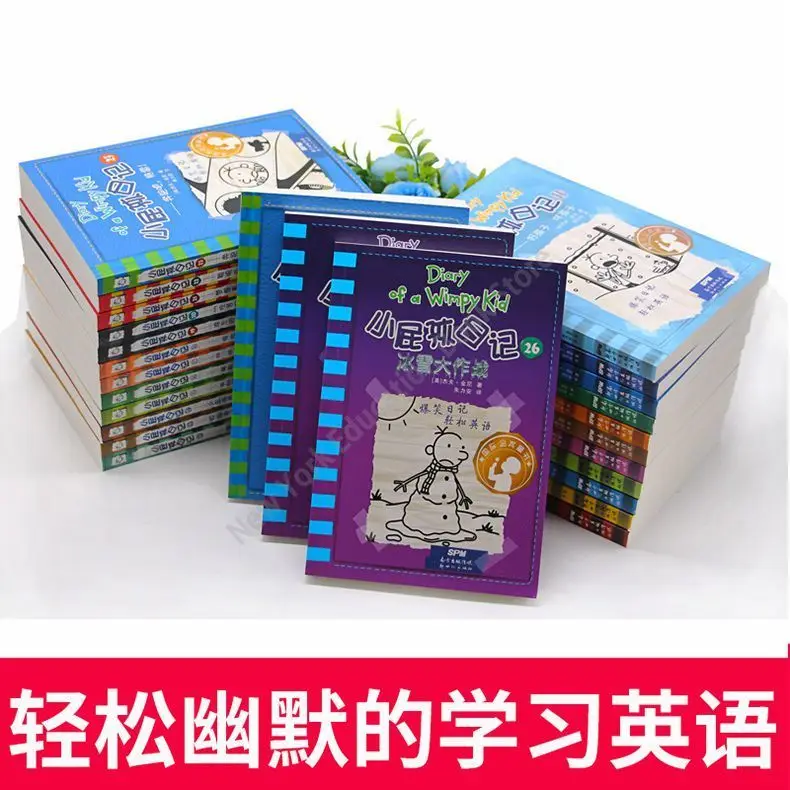 10 Books/Set 1-10 Diary of A Wimpy Kid Chinese and English Bilingual Comic Book for Children Kids Books Manga Book English Libro