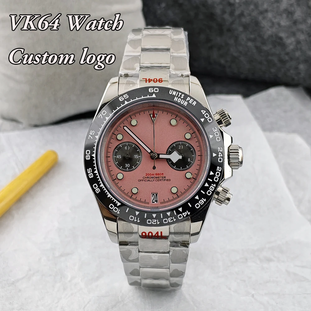 

VK64 Watch Men's Watch Customized Logo Watch Quartz Chronograph High Quality Silver Stainless Steel Watch VK64 Movement Watch