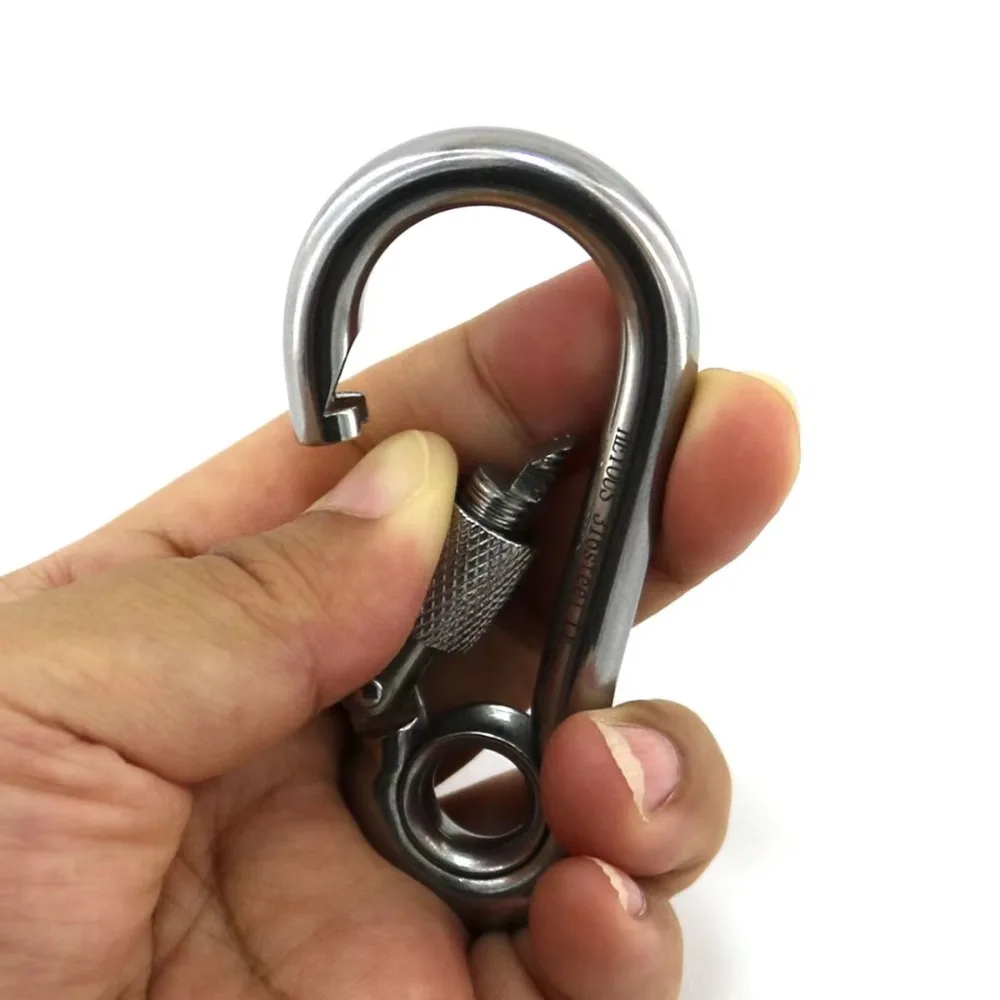 1Pcs Snap Hook M4 M5 M6 M7 M8 M9 M10 M11 M12 304 Stainless Steel Spring Hook with Screw Nut and Eyelet Carabiner
