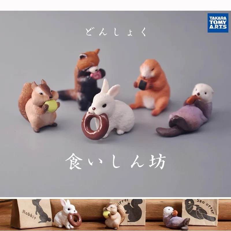 T-arts Kawaii Gashapon Figure Anime Voracious Animals Otter White Rabbit Figurine Cute Capsule Toys Miniature Doll Decor Gift