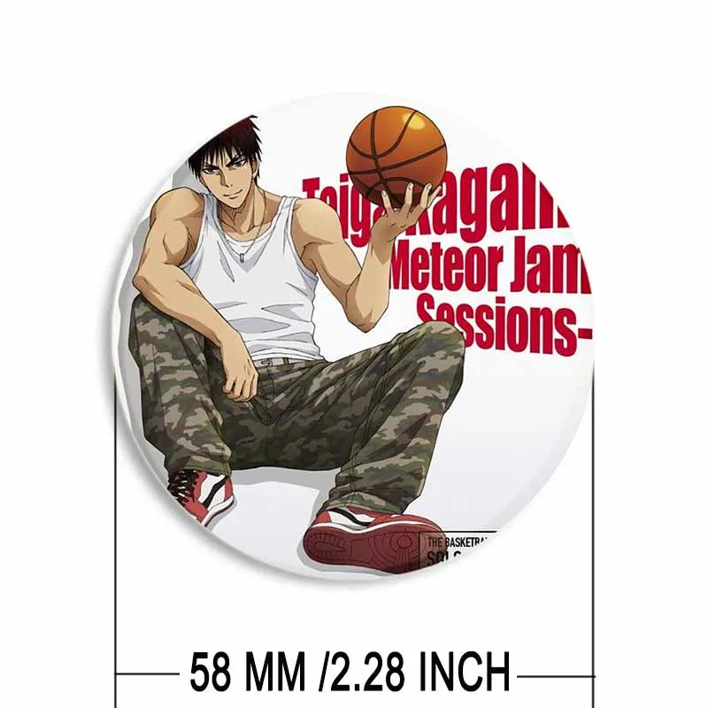 58MM Kuroko No Basket Brooch Jewelry Kise Ryota Kagami Taiga Icon Cosplay Badge Anime Figure Lapel Pins Fans Collection Gifts