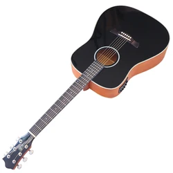 Electric Acoustic Guitar 6 Strings 40/41 Inch High Gloss Folk Guitar Good Handicraft Black Color Free Shipping