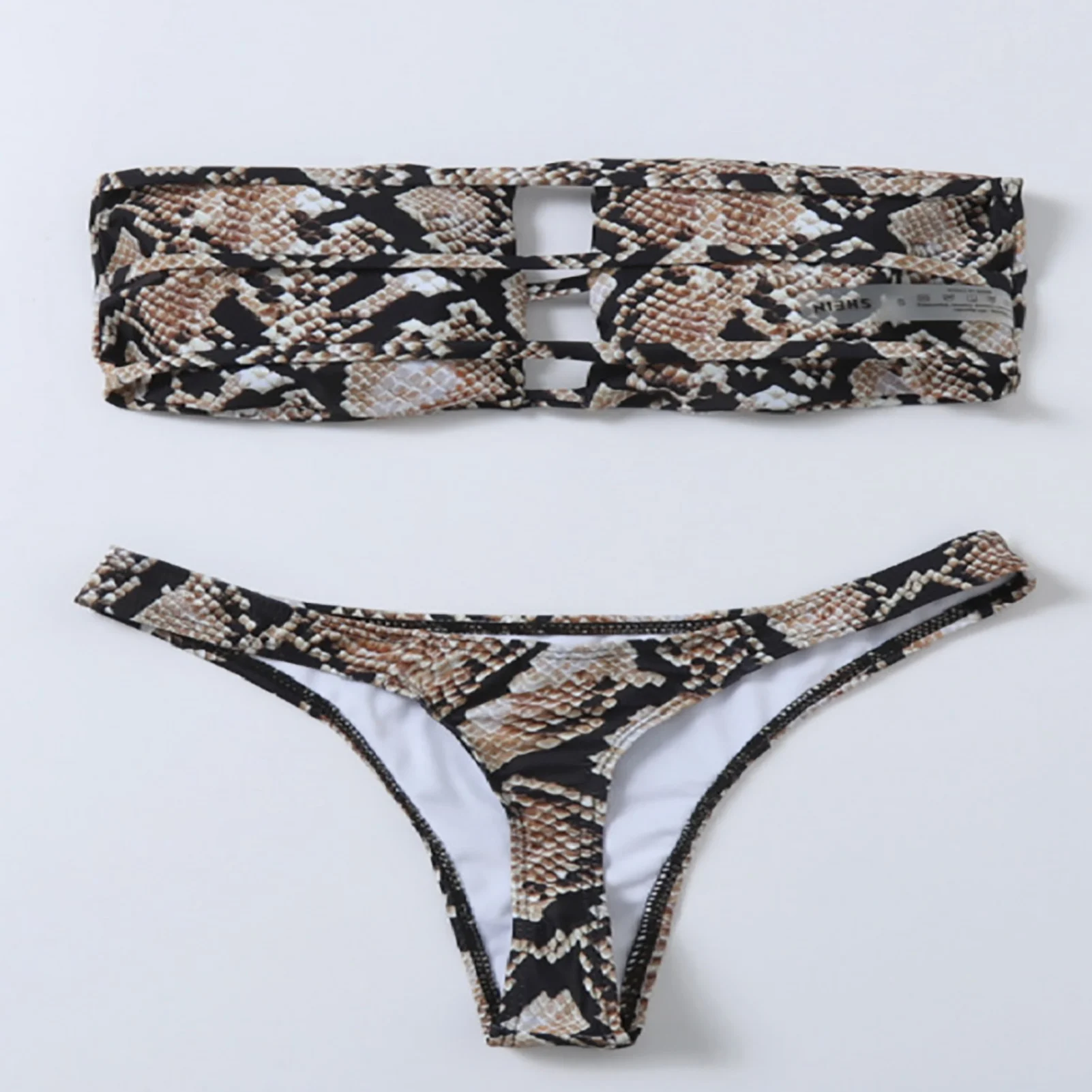 2 Pcs/Set Fashion Swimwear Set Push Up Snake Print Beachwear Individual Women Swimsuit Summer Female Bathing Suit for Beach