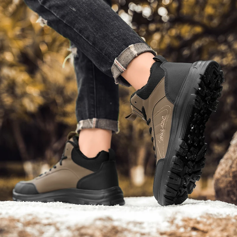 العلامة التجارية الرجال الأحذية الدافئة أفخم الثلوج الأحذية في الهواء الطلق عدم الانزلاق أحذية التنزه عالية الجودة أحذية رياضية مقاومة للماء الرجال أحذية الشتاء حجم 39-46