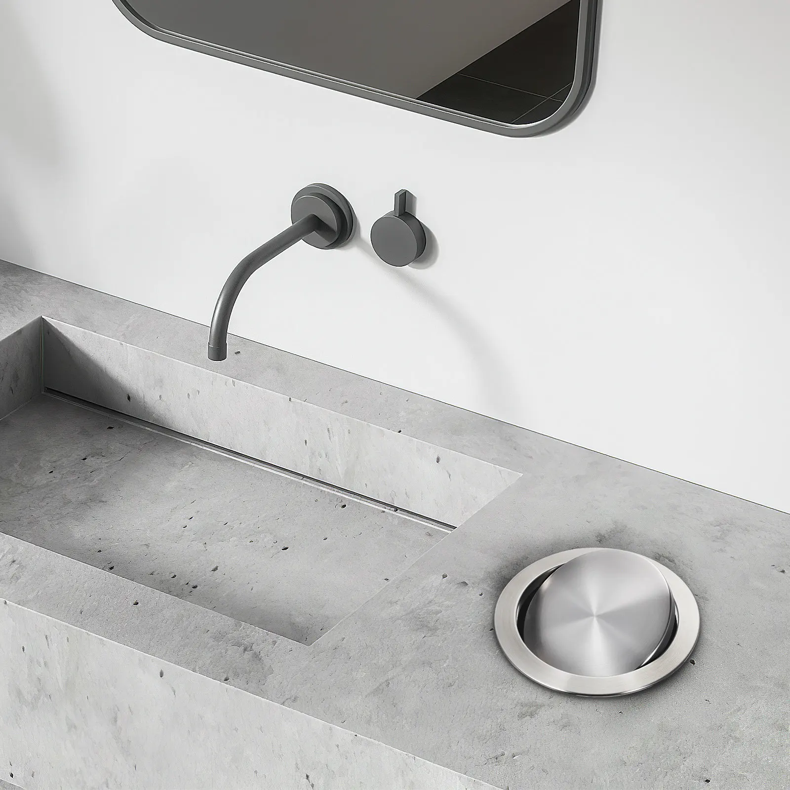 

Stainless Steel Round Trash Chute Grommet Embedded Countertop Waste Drop-in Lid for Kitchen Bathroom Office Desk Odor Control