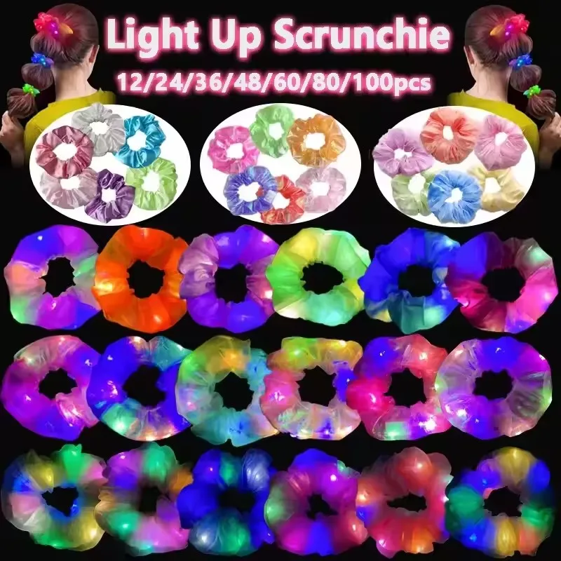 10-100pcs-led-hair-scrunchie-light-up-hair-scrunchy-for-women-satin-elastic-hairband-christmas-glow-in-the-dark-party-supplies