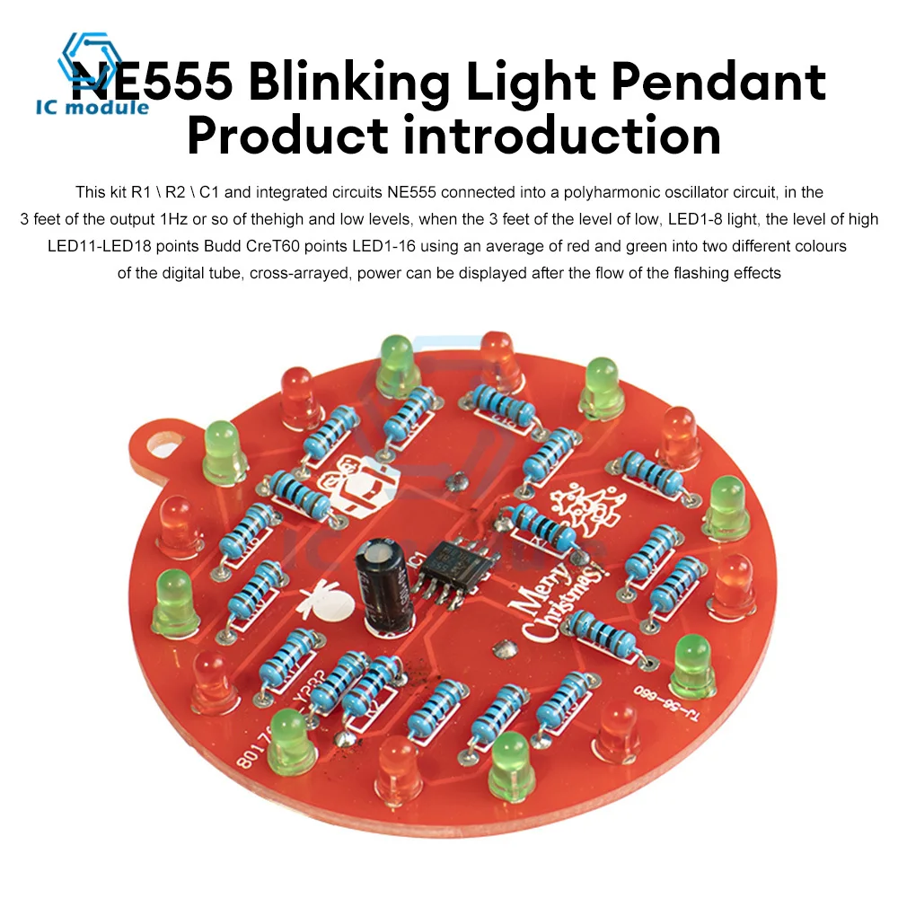 LED Christmas Tree Decoration Ne555 Flashing Light Pendant Pcb Circuit Welding Practice Diy Kit Novice Welding Teaching Training