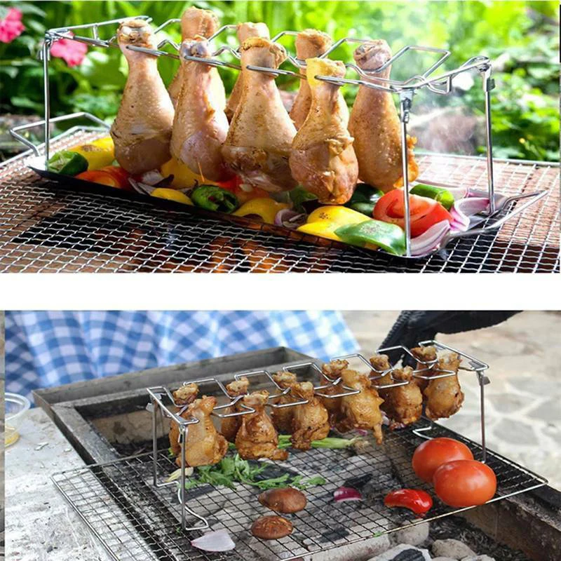 Kip Houder Rack Grill Stand Roosteren Voor Bbq Non Stick Rvs