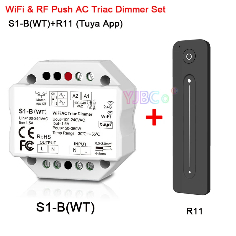 S1-B/ Tuya WiFi S1-B(WT) Switch 2.4G RF + AC Triac Dimmer Phase-cut 1 Channel Dimmer Triac Controller/LED Controller led dimmer