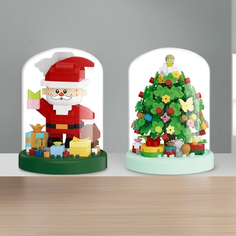 

Merry Christmas Toy Tree Building Clamping Blocks Bricks Christmas Village Toys for Adults Santa Claus Mini Block children toy
