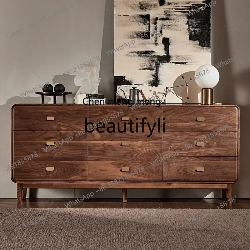 

N178 G North American black walnut living room simple storage chest of drawers bedroom bedside storage locker