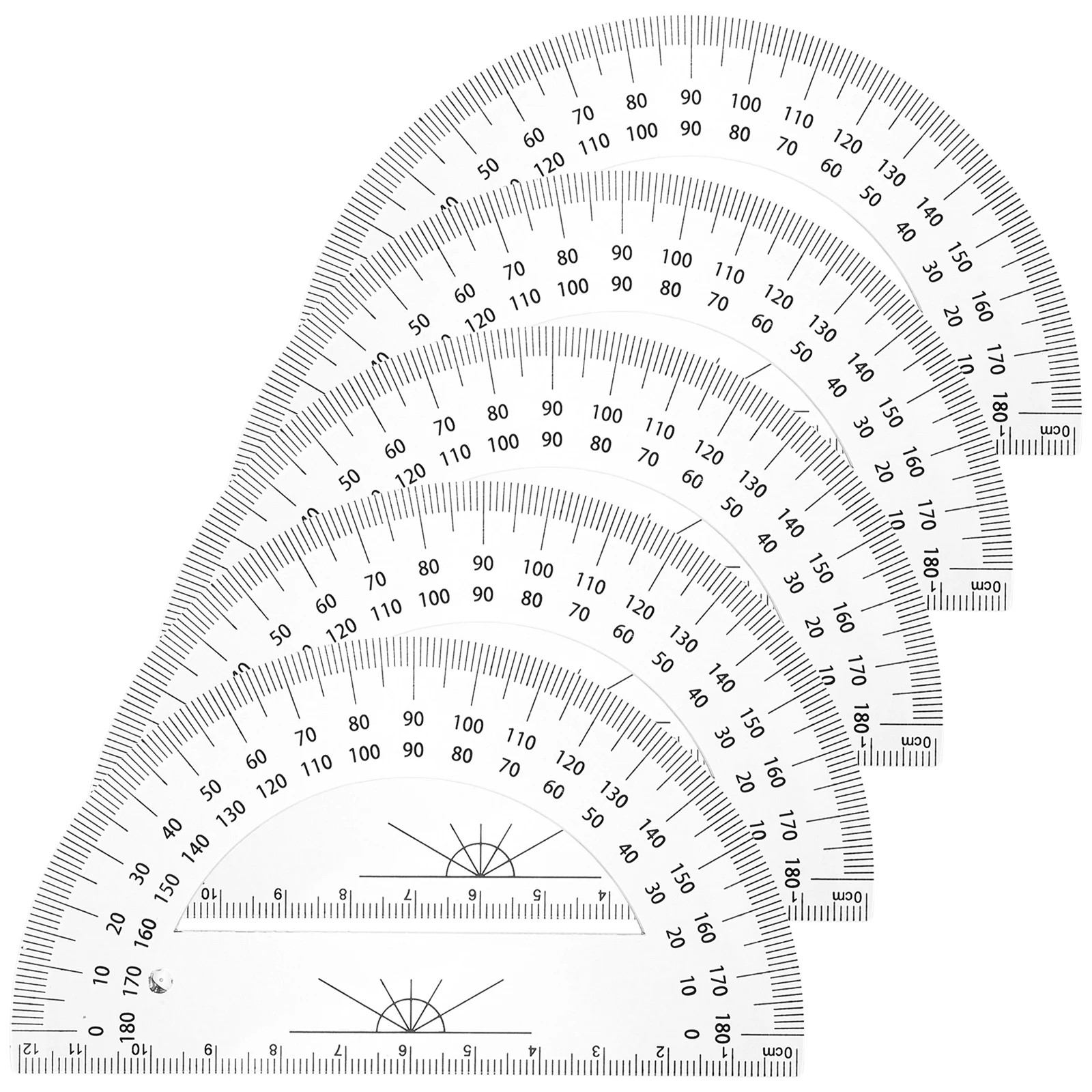 

5 Pcs Large Plastic Protractor Half Circle 180 Degrees Angle Tool for School Math Geometry Stationery Portable Classroom