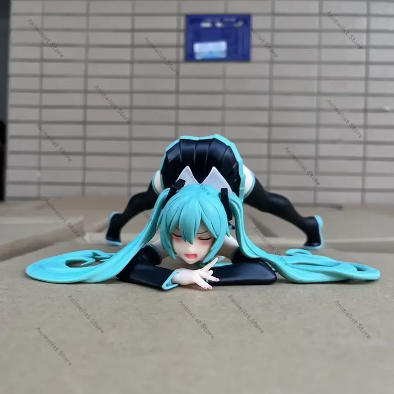 hatsune-miku-lying-pose-green-hair-black-outfit-collectible-model-anime-figure-15cm-sexy-maid-movable-pvc-toy-gift-desk-decor