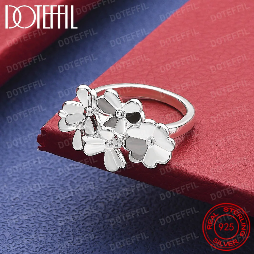 

Кольцо из стерлингового серебра 925 пробы с цветами для женщин, модное свадебное обручальное кольцо, подарок, очаровательные ювелирные изделия