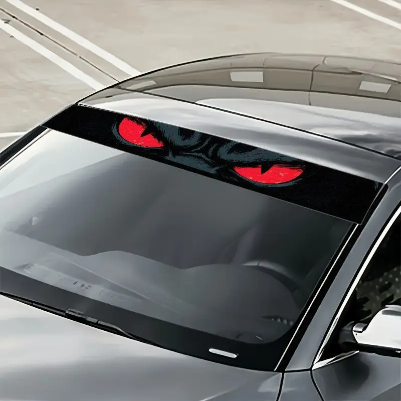 Car Windshield Sun Visor Banner Decal Evil Red Eyes Graphic Vinyl Sticker Self‑Adhesive Waterproof Auto Film Tuning Accessory view 5