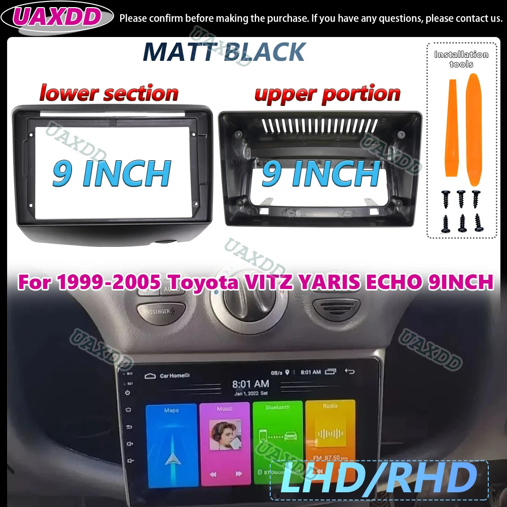 2 Din Car Interior Stereo For 1999-2005 Toyota VITZ YARIS ECHO 9INCH Down Up Install Android Frame Kit Panel Center Fascia Cable