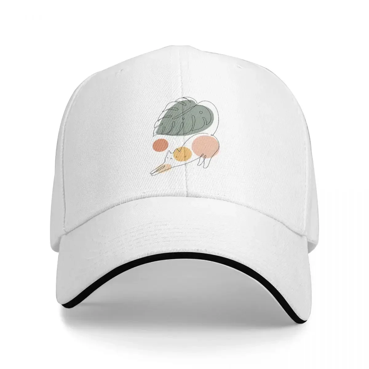 Cat And Plant 34 Baseball Caps Snapback Fashion Baseball Hats Breathable Casual Outdoor Unisex Polychromatic Customizable