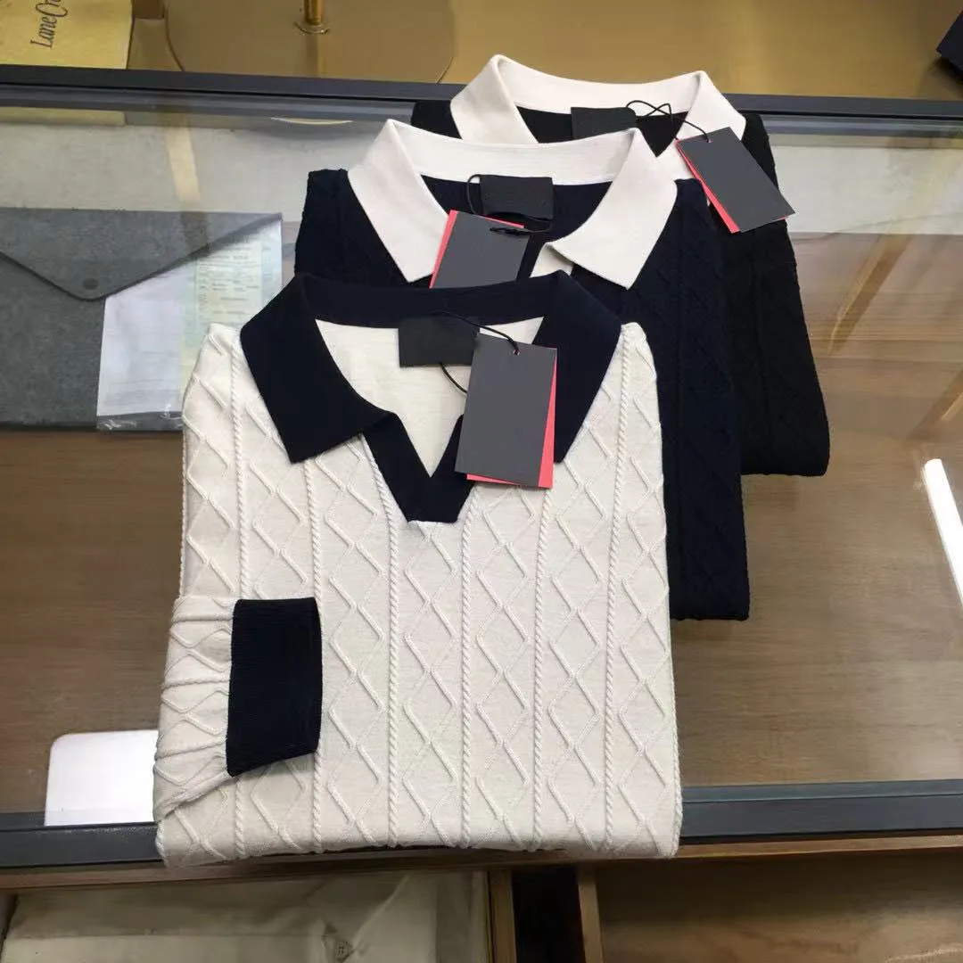 

Kiton Italian new fashion casual lapel contrasting color knitted sweater men's old money style long-sleeved POLO shirt