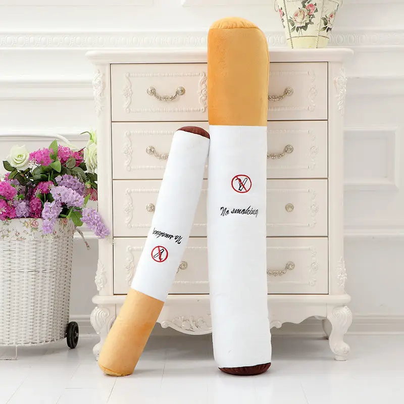 30-110cm Funny Smoking Cylindrical Sleeping Cigarette Pillow Smulation Plush Toys Fashion Friend Birthday Gift