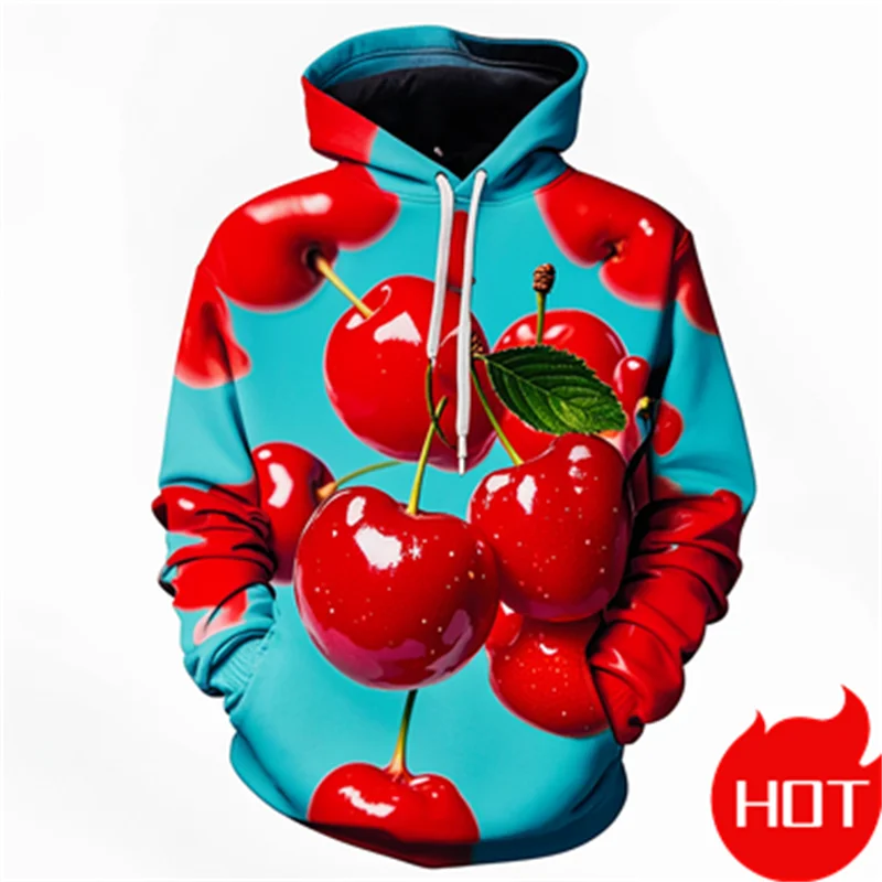 

Winter New 3D Fruit Cherry Printing Hoodies For Men Women Funny Streetwear New In Hoodies & Sweatshirts Unisex Fashion Clothing