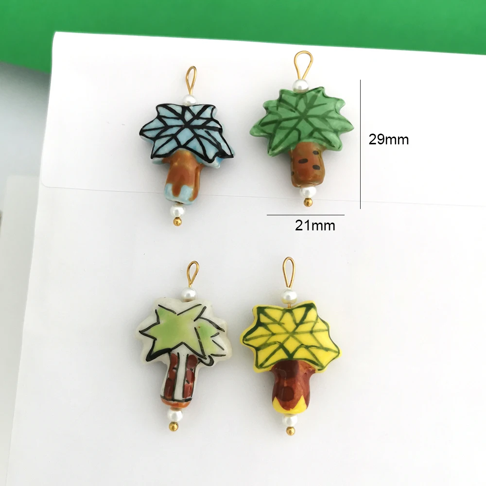 Tree Sea Star Finsh Ceramics Pendant Butterfly Turtle Charm Handmade Necklace Stainless Steel PVD Imitation Pearl Wholesale