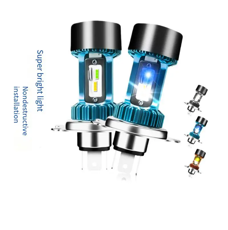 3 Prong H4 LED Headlight Bulbs Built in Direct Plug Dual Light for Motorcycle Upgrade