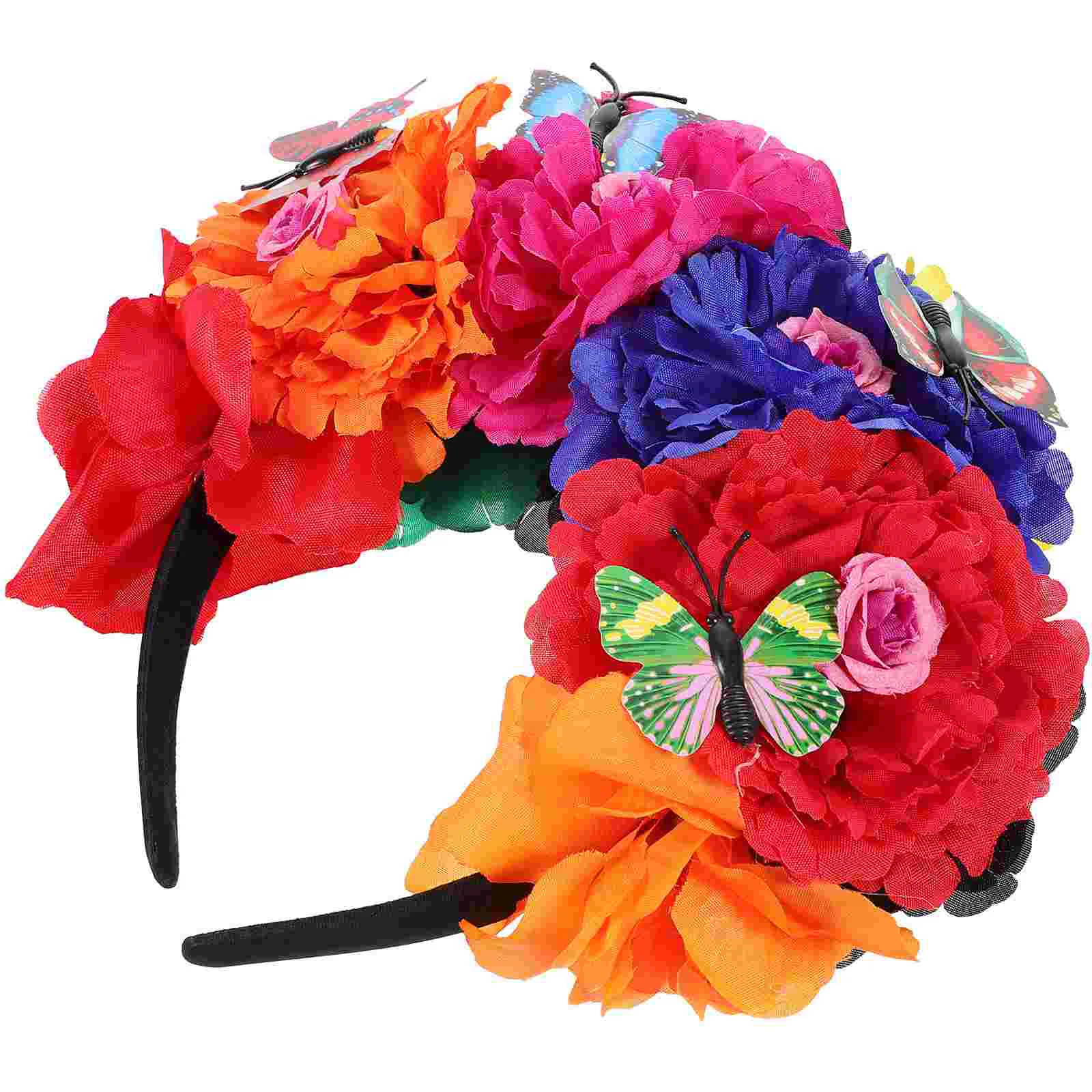 The Flowers Headband Bride Wedding Decor Girls Hair Accessories Plastic Festival Garland Crown Headpiece