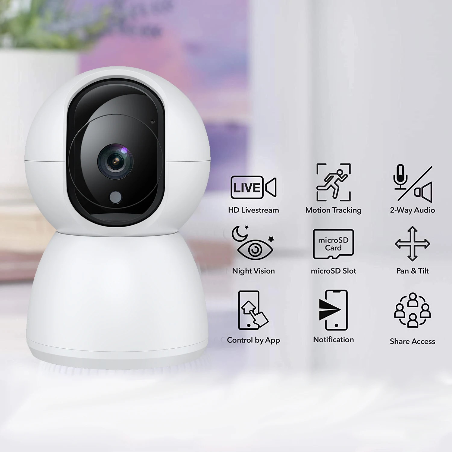 

2,4 ГГц Wi-Fi камера для домашних животных 2K, 360° ° Внутренняя камера безопасности, камеры для домашней безопасности в помещении, обнаружение движения и отслеживание, IP-камера