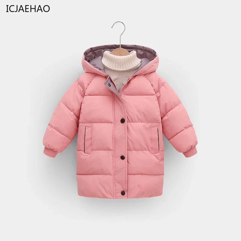 ICJAEHAO Children Thicken Warm Hooded 3-10 Y Girls Down Jackets Outerwear Outfit Teen Boys Cotton Parka Coats Winter Clothes