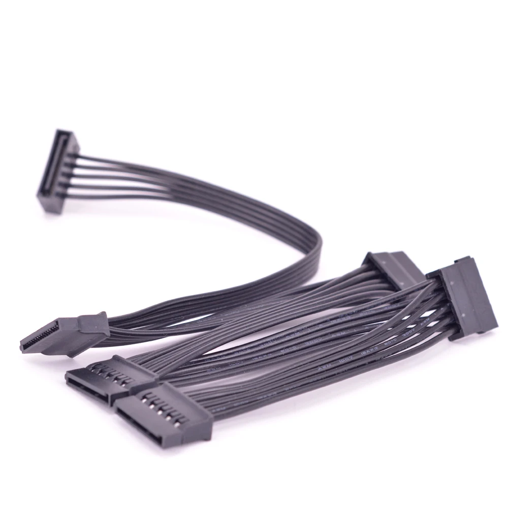 1 to 5 Ports 15Pin Sata Power Supply Extension Cable Splitter For Hard Drive HDD SSD bay PC Server SATA Port Multiplier