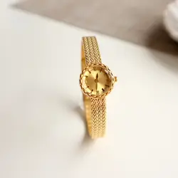 Reloj de cuarzo de alta calidad para mujer, pulsera de esfera pequeña Vintage, hebilla, banda de cobre dorado plateado, reloj de pulsera de vestido para mujer, regalo