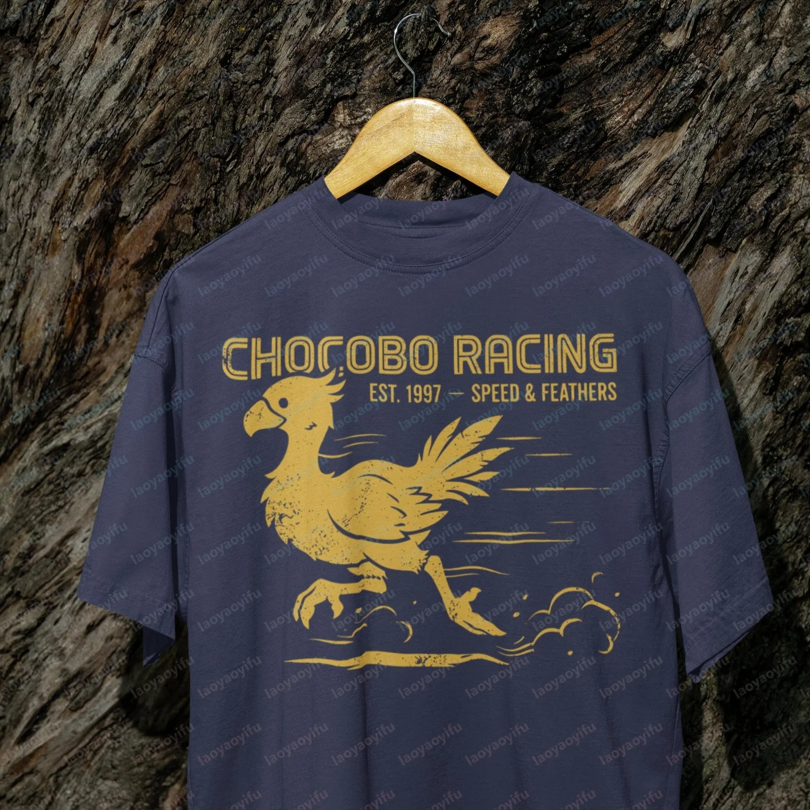 Final Fantasy Game Fan Art Chocobo Racing Grafik bedrucktes T-Shirt, lässige Mode, Harajuku, Sommer, kurzärmelig, für Herren und Damen