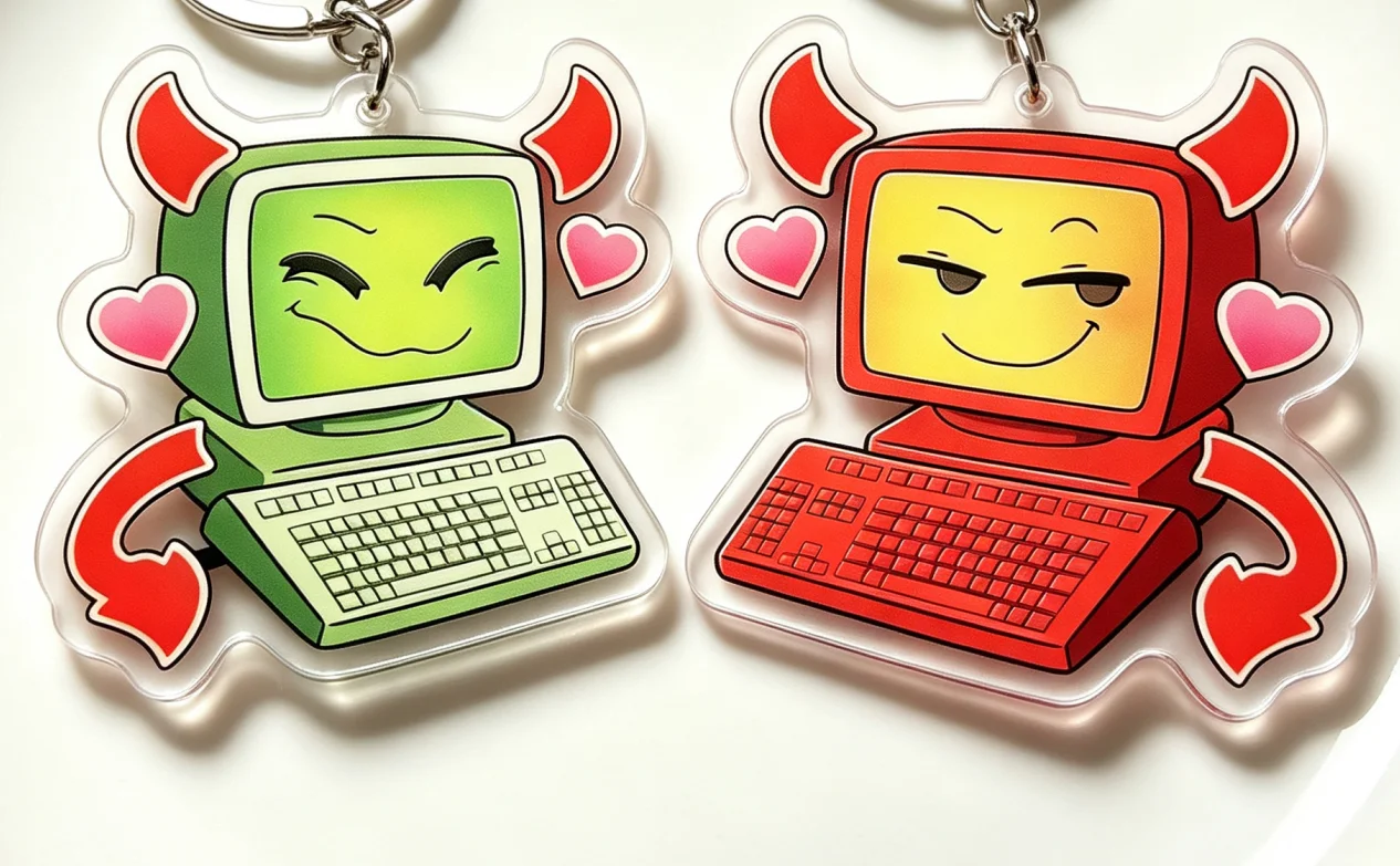 Cute Devil  Computer Acrylic Keychain, Edgar Electr!c Dreams charms, Funny Cartoon Bag Charm Pendant Gift