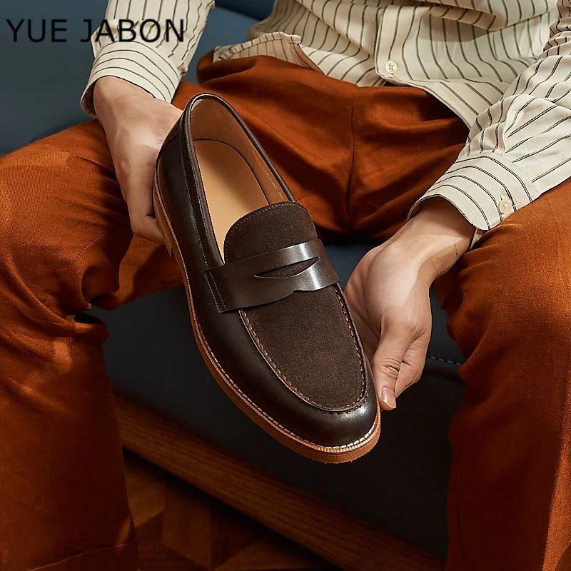 

Brown Fashion Genuine Leather Men Casual Shoes Business Slip On Handmade Shoes Hot Sale Luxury Classic Men Shoes Flats Moccasins