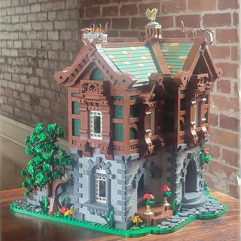 9485pcs Moc Green Dragon Bakery Medieval Modular Building Blocks Castle Creativity Assembly Bricks Toys Kids Educational Gifts