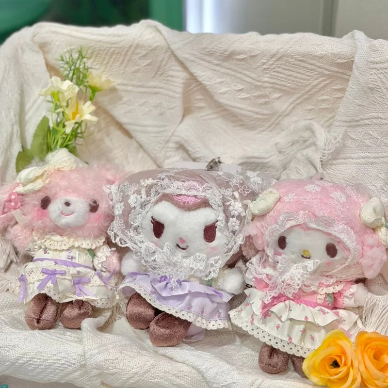 

Sanrio Floral Lace Cartoon Marron Cream Kuromi Plush Toy Keychain Bonbonribbon MySweet Piano Cinnamoroll doll Stuffed Bag Charm