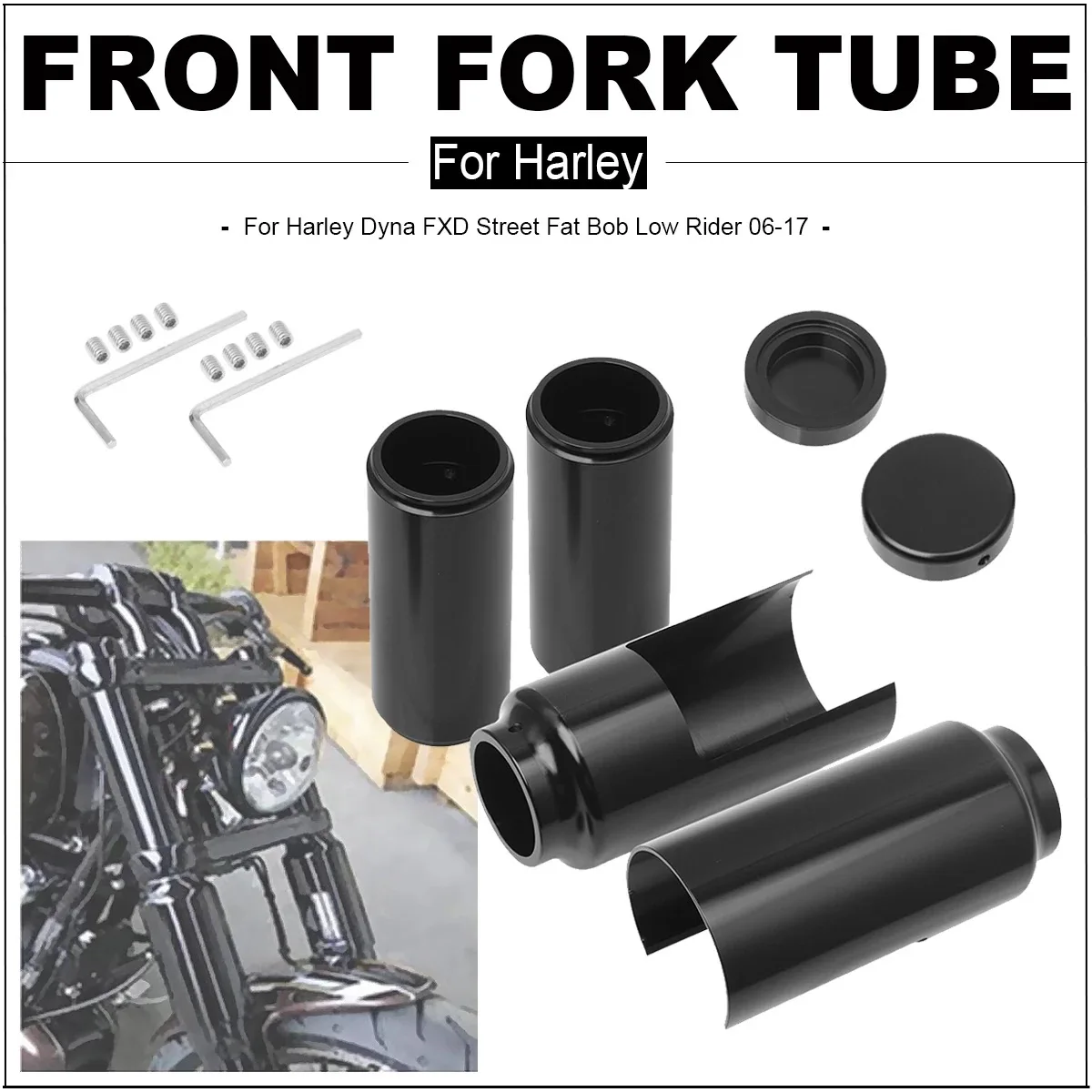 Applicable to Harl eyDana 06-17 modified front fork shock absorber sleeve black front shock absorber decorative cover dust-proof