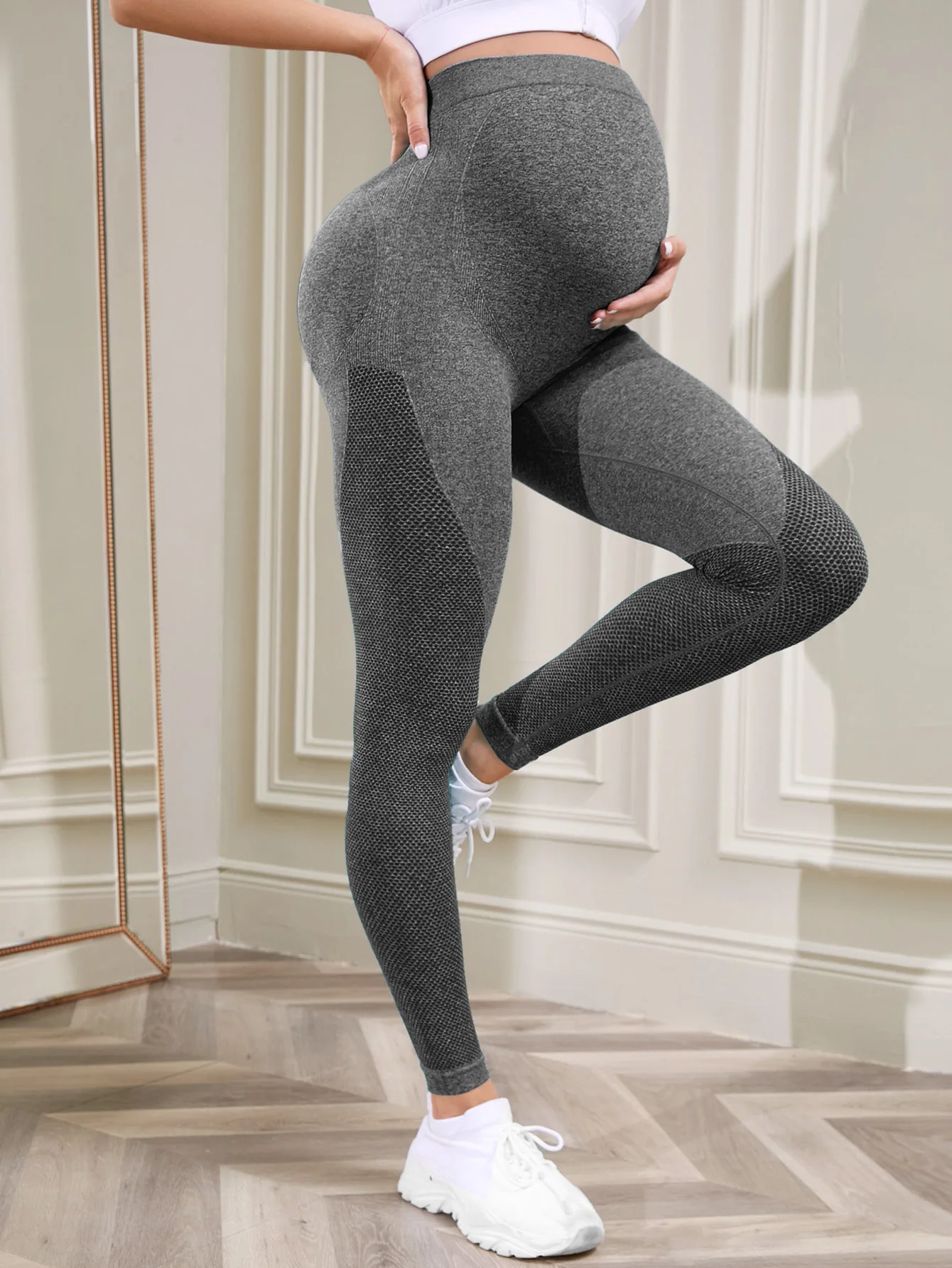 Leggings de maternidad para mujer sobre el vientre, ropa deportiva para embarazo, pantalones de yoga para entrenamiento