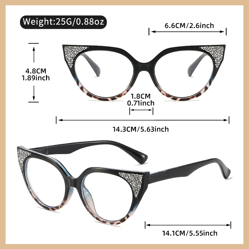 نظارات قراءة بإطار دائري على شكل عين القطة مرصعة بالألماس من Oyalie، تفاصيل عين القطة الكلاسيكية مع زخارف ماسية، حرفية رائعة، مصممة لتقليل العمر وتعزيز الأناقة، مناسبة لنطاق وصفة طبية من +1. 00 إلى +4. 00