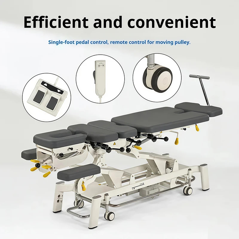Fairworth380 5-teiliger elektrischer Chiropraktik-Behandlungstisch Lendenwirbelsäule Chiropraktikbett mit vertikaler und seitlicher Flexion