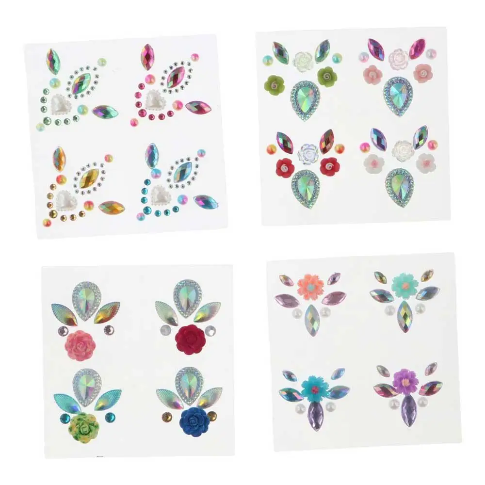 

3D Forehead Tattoo Stickers DIY Colorful Face Body Rhinestone Stickers Glitter Fashion Children Gem Stickers Kids