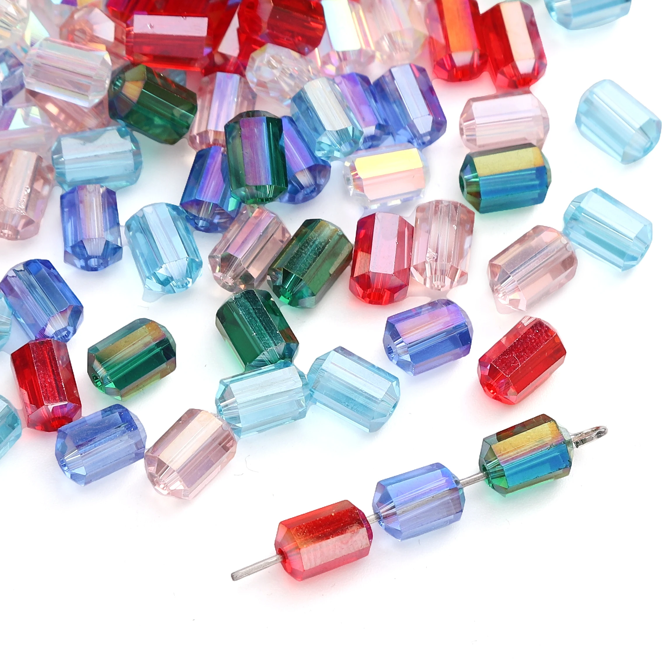 5-69Pcs Shiny Colorful Rectangle Loose Spacer Glass Beads 5.2x8mm Austria Crystal Beads For Jewelry Making DIY Bracelet Supplies
