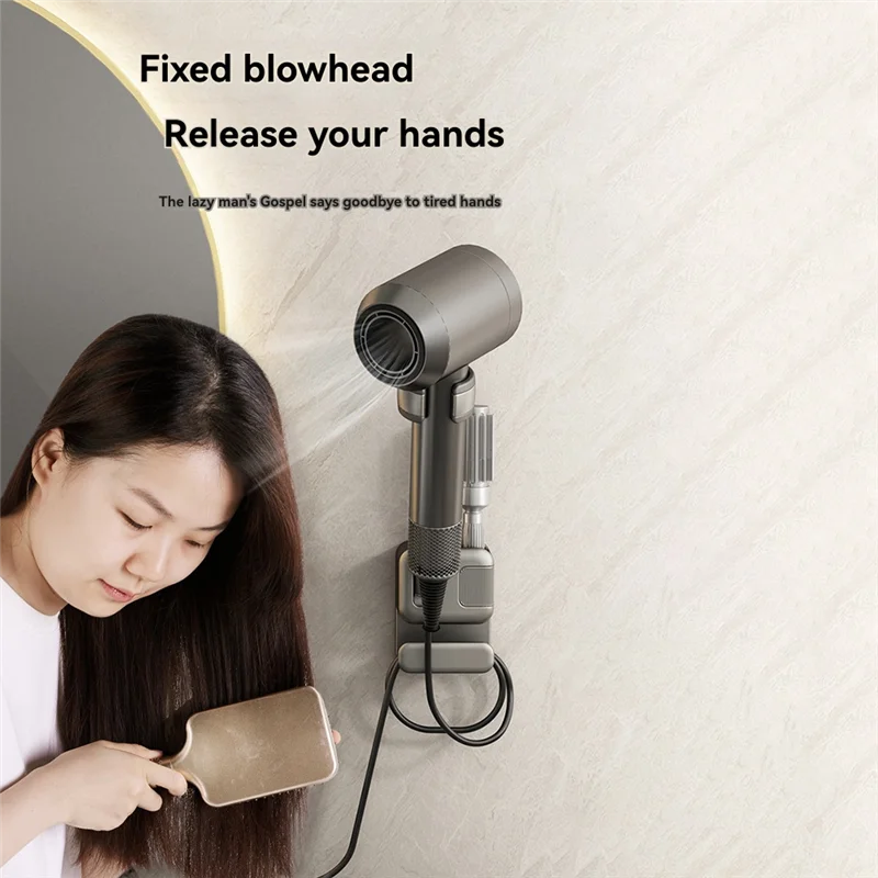

ABVT-Hair Dryer Stand Hands Free Blow Dryer Holder Wall Mounted Sit Under Blow Dryer For Vanity Hairdryer Holder