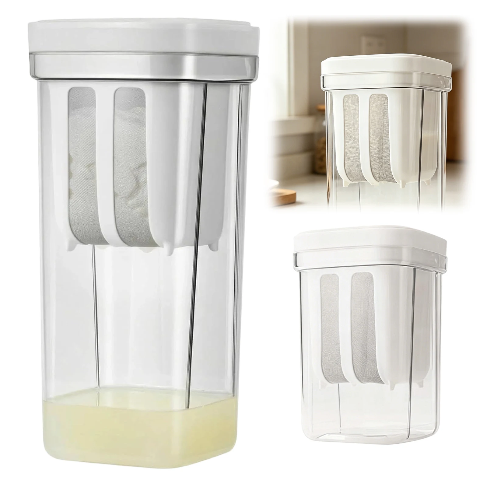 Yoghurt Maker Fine Filter Strainer with Lid Yoghurt Filter Reusable Yogurt Separator for Making Thick Greek Yoghurt Soybean Milk