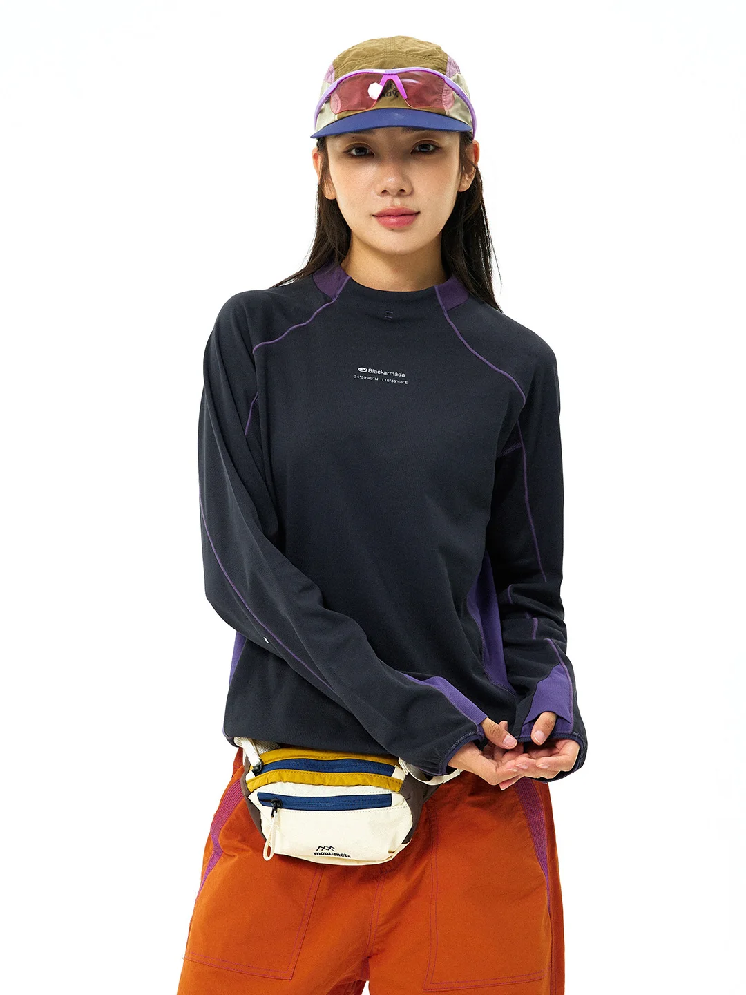 Outdoor Adventure High Collar Long Sleeve T-Shirt Unisex Sportswear Quick Dry Antibacterial Contrast Color Design for Cycling...