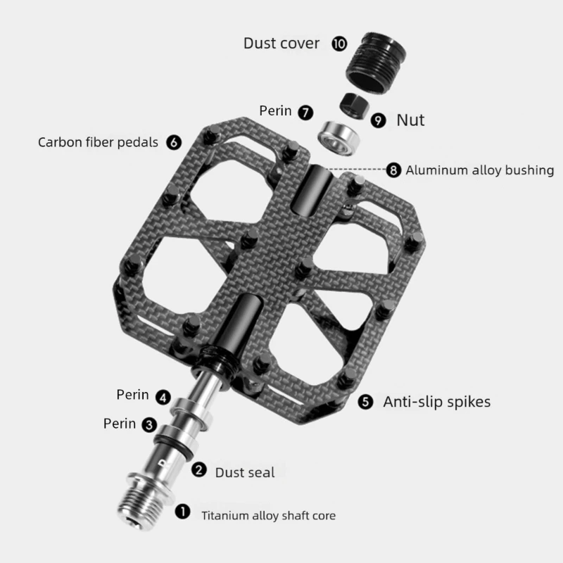 

Carbonfiber Bike Pedals With Aluminum Axles Antilsip Studs For Mountain Bikes