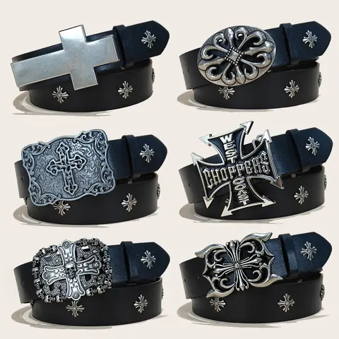 Studded Belt For Men and Women Y2K Belt Metal Punk Rock Style Rivet Plus Size Leather Belts with Cross Rivet for Jeans Pants