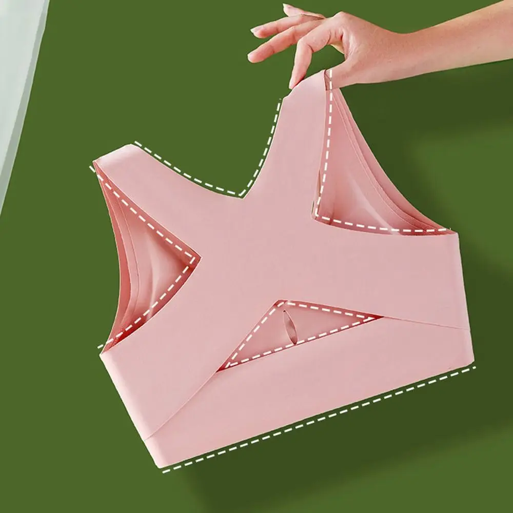 Top sin anillo de acero para niña y mujer, sujetador de copa completa de Color sólido, camiseta sin mangas, sujetador de realce sin costuras, sujetador con cierre frontal